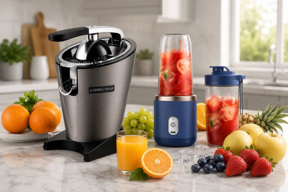 Storcător Electric de Citrice LUXORYA VELAR™ KM-6739 – 300W, Sita Anti-Pulpă, Sistem Anti-Picurare si un Blender Portabil CADOU [2]