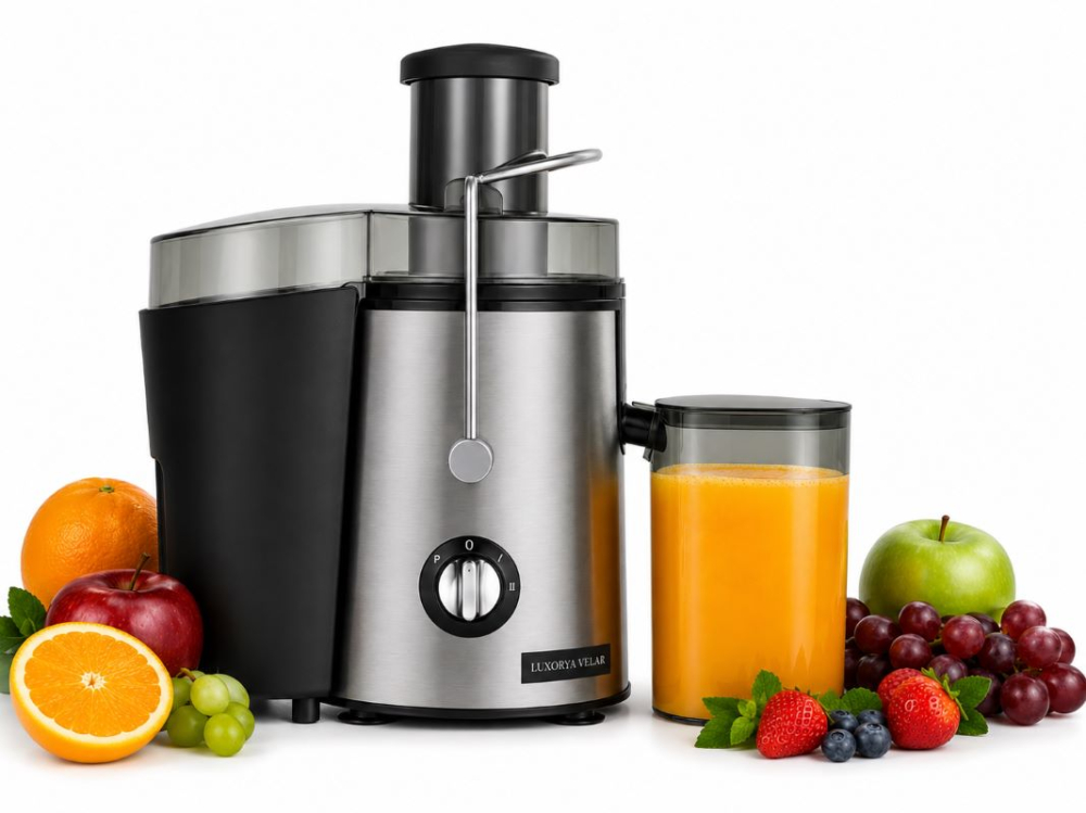 Storcator Electric de Fructe si Legume plus un Blender Portabil CADOU marca LUXORYA VELAR™ Centrifugal, Recipient pulpa, Presare la Rece, Stoarcere Eficienta [2]