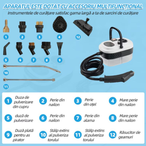 Aparat Curatat Aburi,Luxorya Velar™  2500W, Rezervor 1200ml, 6 trepte, Alb [3]