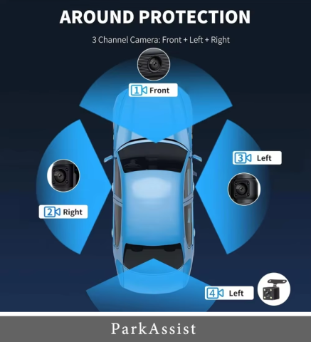 Camera auto de bord Marca Luxorya Velar™, Full HD 1080P, 4 canale, fata si spate interior, camera stanga dreapta pentru vedere nocturna WiFi si aplicatie, G-Sensor [4]