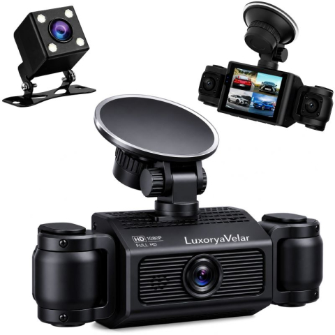 Auto - Camera auto de bord Marca Luxorya Velar™, Full HD 1080P, 4 canale, fata si spate interior, camera stanga dreapta pentru vedere nocturna WiFi si aplicatie, G-Sensor