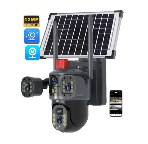 Cameră de Supraveghere cu panou Solar 4G 12MP, 3 Lentile, PTZ 360°, Zoom 10X, Night Vision Color, Audio Bidirecțional, Alarmă [1]