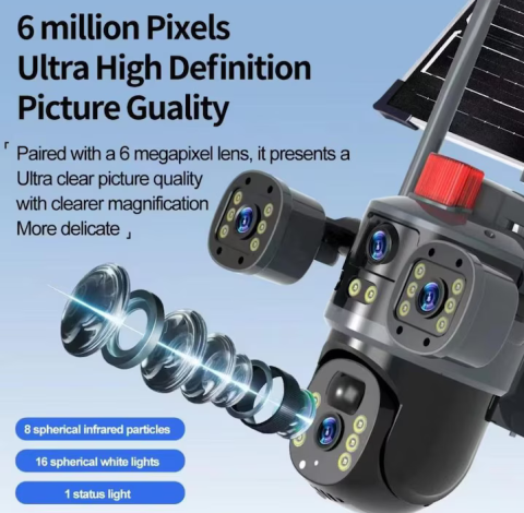 Cameră de Supraveghere cu panou Solar 4G 12MP, 3 Lentile, PTZ 360°, Zoom 10X, Night Vision Color, Audio Bidirecțional, Alarmă [3]