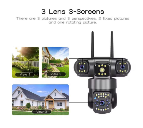 Cameră Supraveghere WiFi 12MP, 3 Lentile (Tripla), PTZ 360°, Zoom 10X, Night Vision Color, Audio Bidirecțional [5]