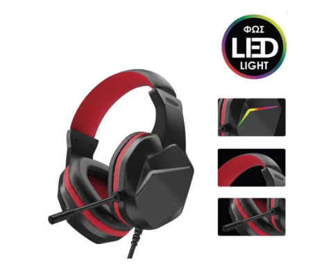 Casti de Gaming i-JMB cu microfon sensibil, iluminare LED, 2.1m, negru [1]
