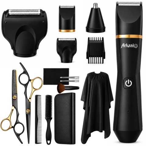 Barbati - Masina de Tuns si Ras Electric, Arkasio™ Trimer multifunctional 5 in 1,Barba,Cap,Inghinal Fara Fir, Rezistent la Apa