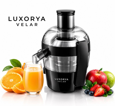 Storcator de fructe LUXORYA VELAR, 500W, tehnologie Quick Clean, recipient pulpa 1.5L, site Quick Clean, accesoriu anti-picurare, Pahar Cristal cu pai CADOU [5]