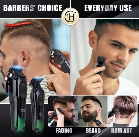 Set 2x Masini de Tuns Profesionale Arkasio™ si un set de Foarfece (cadou) Fara Fir, Baterie Reincarcabila cu autonomie 2.5h si 1.5h si multipli piepteni [6]