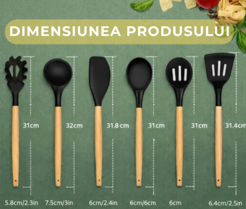 Set Bucătărie Marca Luxorya Velar™ 3 în 1 - 19 Piese Ustensile,Cuțite și Tocător [2]