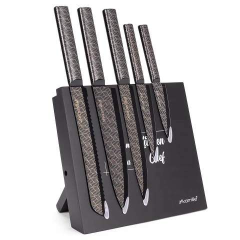 Set cutite 6 piese, lame inox, suport magnetic, modern [1]