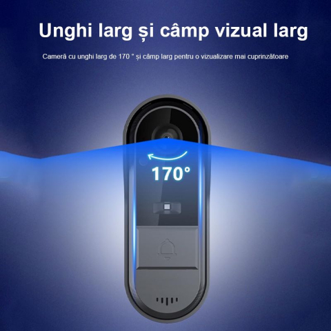 Sonerie video Luxorua Velar™  fara fir wireless exterior cu monitor,Ecran IPS 4.3 inch, camera HD 1080P, Unghi de vizualizare 170°, captura imagine la apasarea soneriei, conexiune prin bluetooth,IP65 [5]