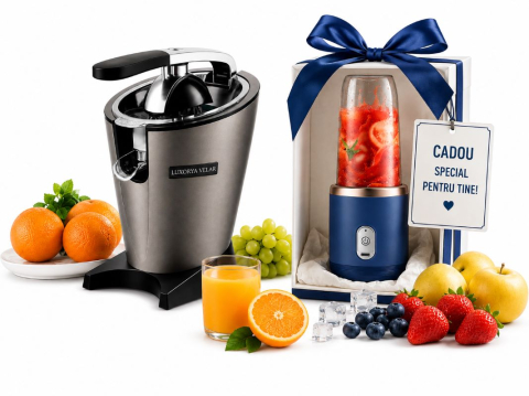 Storcător Electric de Citrice LUXORYA VELAR™ KM-6739 – 300W, Sita Anti-Pulpă, Sistem Anti-Picurare si un Blender Portabil CADOU [2]