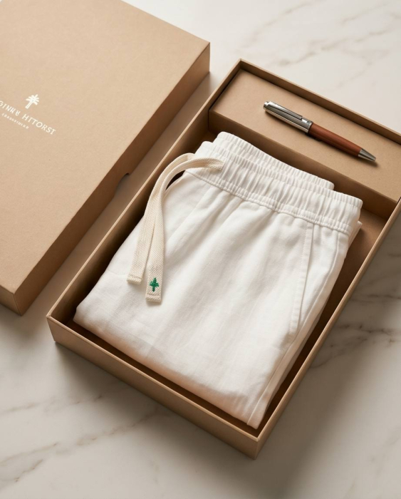 Pantaloni scurti M’Sara Alb – Bumbac Premium [3]