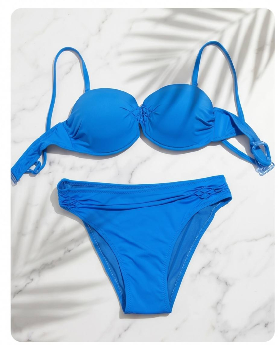 Costum de Baie Albastru – Bikini cu Slip Brazilian [3]
