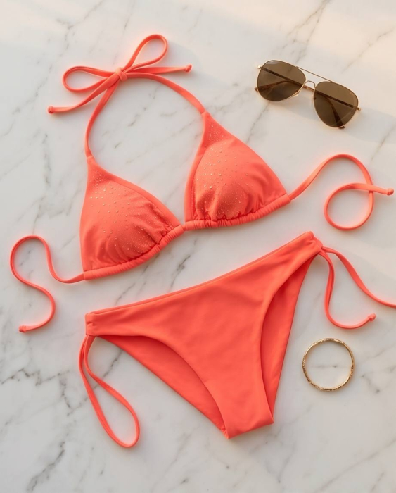 Costum de baie Coral cu Slip Brazilian [5]