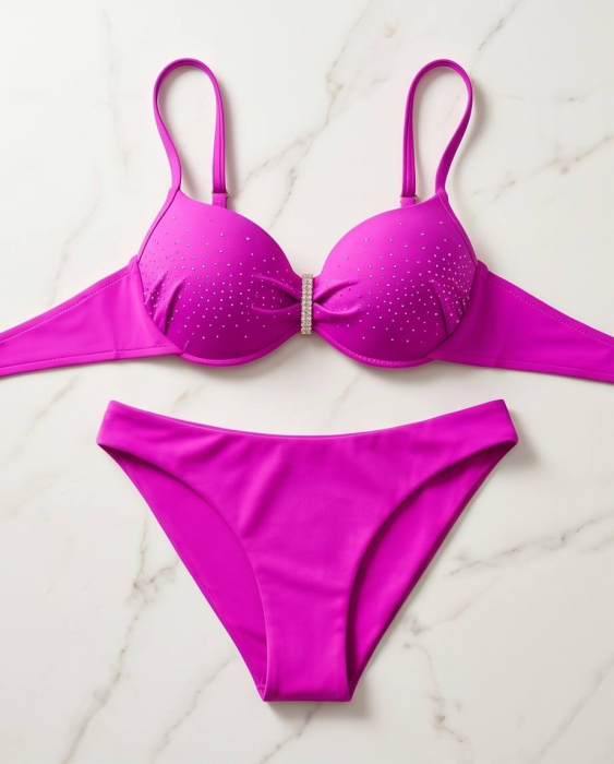 Costum de Baie Magenta cu Pietricele – Slip Brazilian [3]