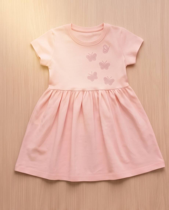 Rochita Eleganta pentru Fetite Pink Butterfly Roz Pudrat [6]