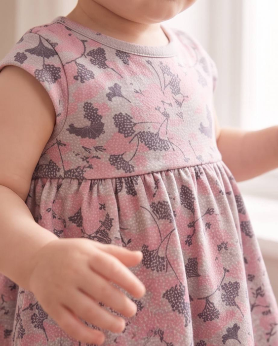 Rochita Eleganta pentru Fetite cu Imprimeu Floral Roz si Gri [2]