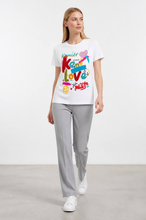 Tricou Premium Alb Dama Kemier Love Graffiti Colorat [4]