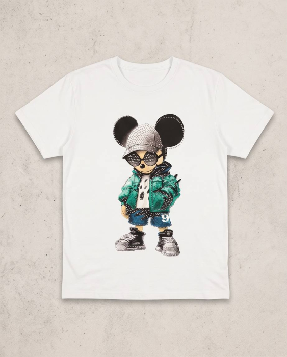Tricou Premium Unisex Alb Mouse Street cu Imprimeu Urban | Luxury Star [5]