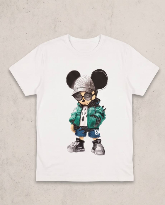 Tricou Premium Unisex Alb Mouse Street cu Imprimeu Urban | Luxury Star [3]