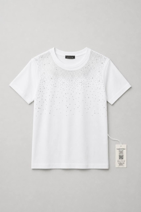 Tricou Alb Premium cu Strasuri Elegance pentru Dama [7]