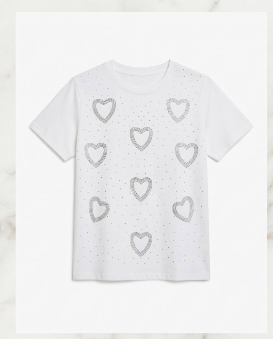 Tricou Alb cu Inimioare - Minimalist Casual [3]