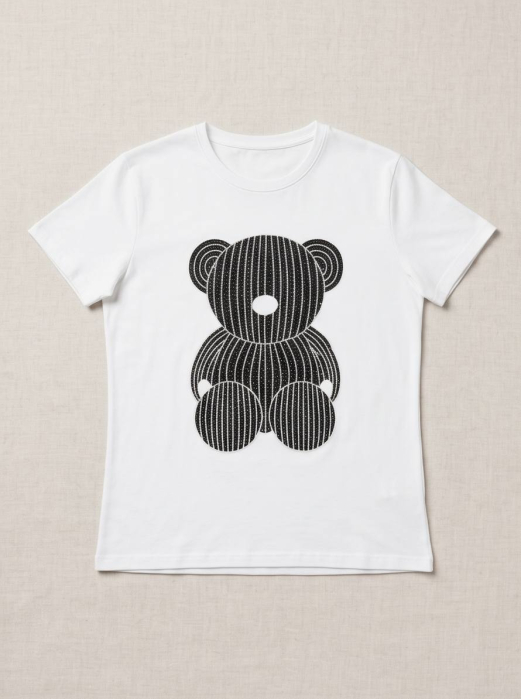 Tricou Alb cu Ursulet Decorativ - Design Modern Premium [4]
