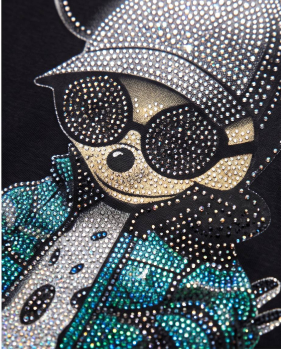 Tricou Premium Luxury Star Urban Mouse Ice Blue cu Strasuri - Negru Unisex [5]