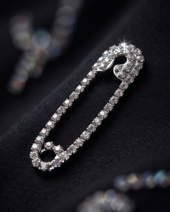 Tricou Premium Black Safety Pin Crystal - Negru cu Aplicatii din Cristale [5]