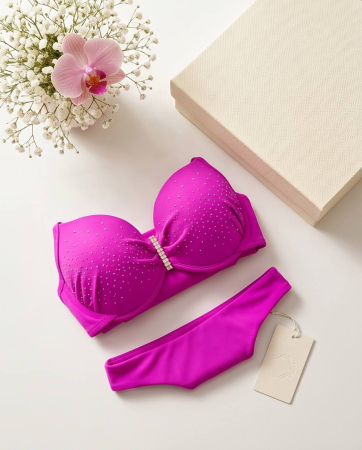 Costum de Baie Magenta cu Pietricele – Slip Brazilian [5]