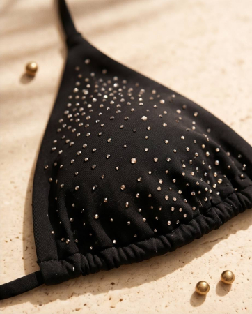 Costum de Baie Negru cu Pietricele si Slip Brazilian [3]