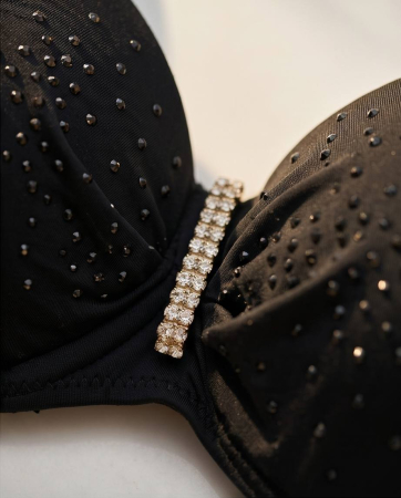 Costum de Baie Negru cu Strasuri [4]
