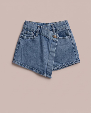 Fusta Pantalon Denim Bleu cu Talia Petrecuta [6]