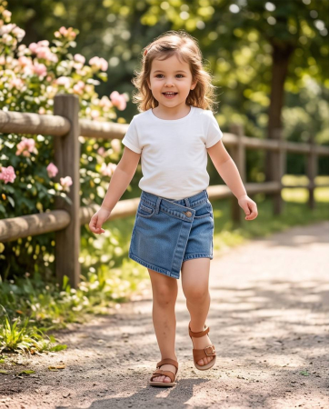 Fusta Pantalon Denim Bleu cu Talia Petrecuta [3]
