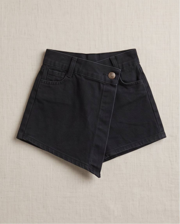 Fusta-Pantalon Scurta Neagra Premium cu Design Asimetric [3]