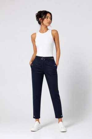 Pantaloni Bleumarin Slim Fit cu Detalii Aurii [4]
