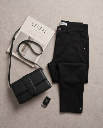 Pantaloni Negri Office Slim Fit cu Detalii Metalice [3]