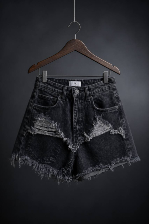 Pantaloni Scurti Denim Vonnavi cu Margini Franjurate [4]