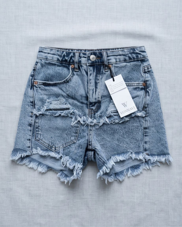 Pantaloni Scurți Denim Vonnavi cu Margini Franjurate [3]