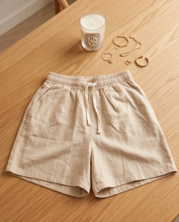 Pantaloni Scurti MSara Crem Bumbac 100% [2]