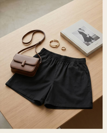 Pantaloni scurti M’Sara Negru din Bumbac 100% [1]