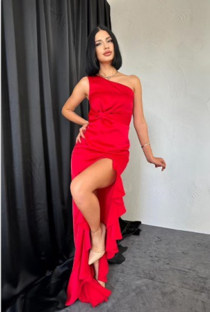 Rochie Lunga Rosie One-Shoulder cu Slit EYYO [3]