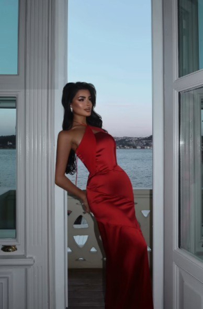 Rochie Lunga Rosie Satin Halter [2]