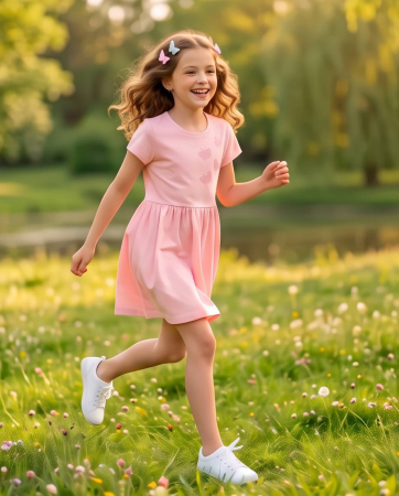 Rochita Eleganta pentru Fetite Pink Butterfly Roz Pudrat [2]