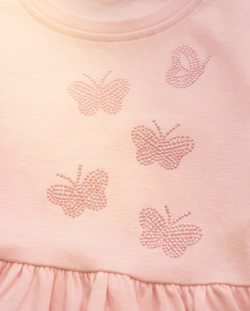 Rochita Eleganta pentru Fetite Pink Butterfly Roz Pudrat [4]