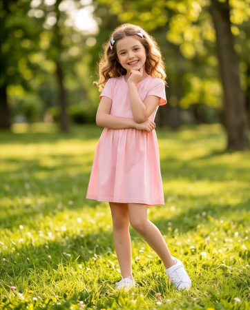 Rochita Eleganta pentru Fetite Pink Butterfly Roz Pudrat [3]