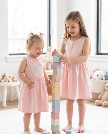 Rochita Roz pentru Fetite cu Imprimeu Fluture – Rochie Eleganta pentru Copii [2]