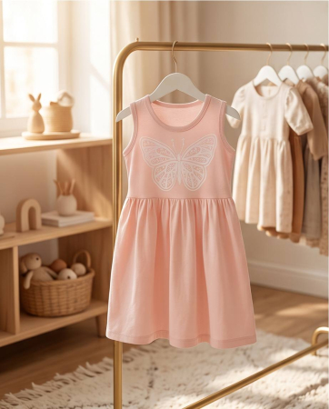 Rochita Roz pentru Fetite cu Imprimeu Fluture – Rochie Eleganta pentru Copii [6]
