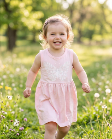 Rochita Roz pentru Fetite cu Imprimeu Fluture – Rochie Eleganta pentru Copii [5]